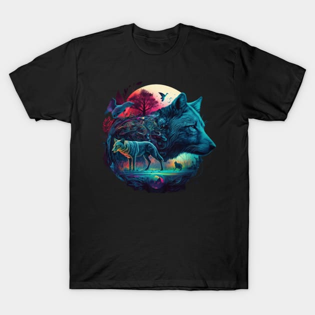 birds and a wolves T-Shirt by thisiskreativ